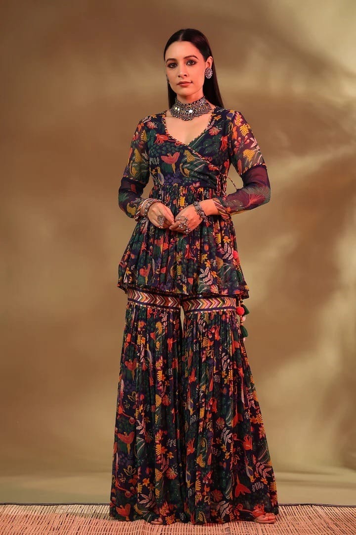 Printed Top and sharara set for women (1228)