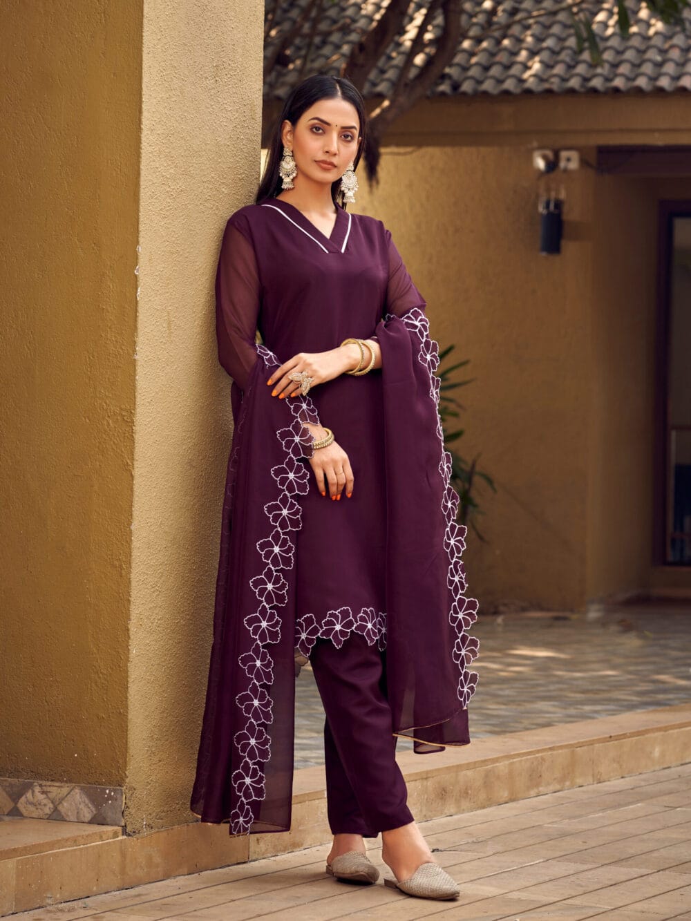 A-Line Kurti Pant And Dupatta Set(1231)