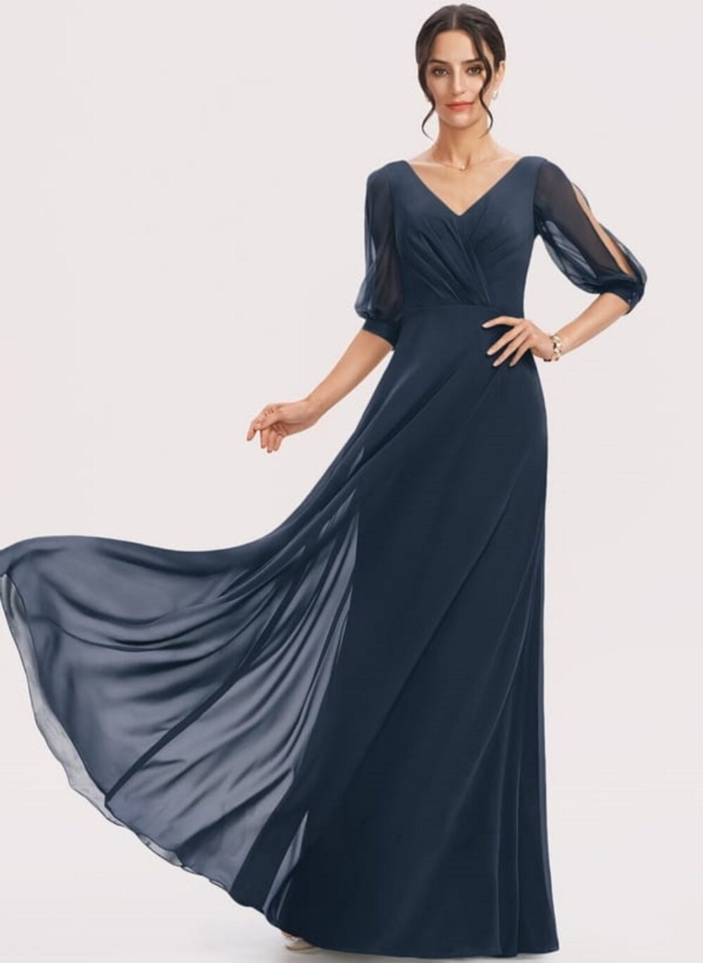 Georgette a-line Solid Gown(1124)