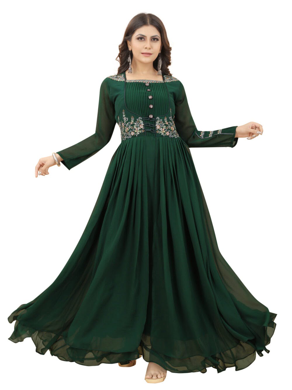 Georgette Embroidered A-line Gown (1125)