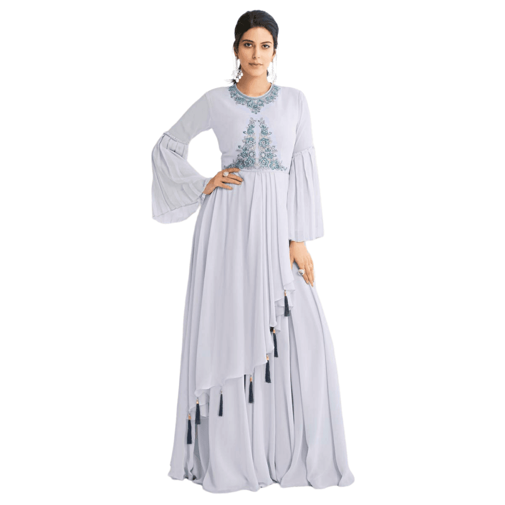 Georgette a-line Embroidered Gown(1153)