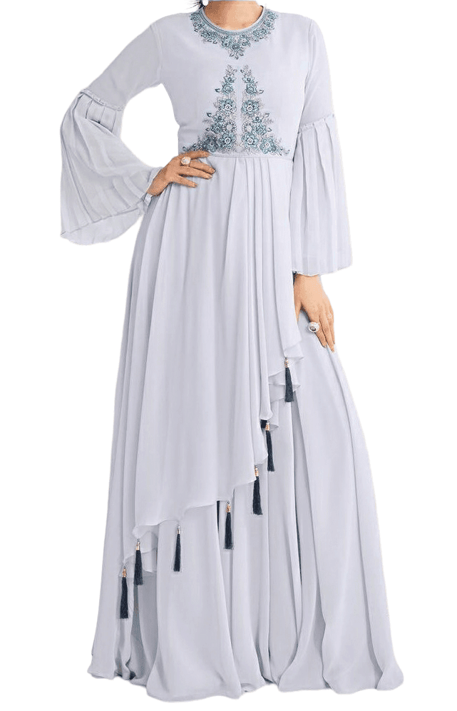 Georgette a-line Embroidered Gown(1153)