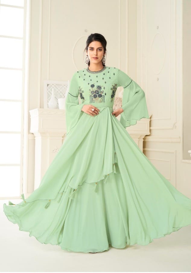 Georgette a-line Embroidered Gown(1149)