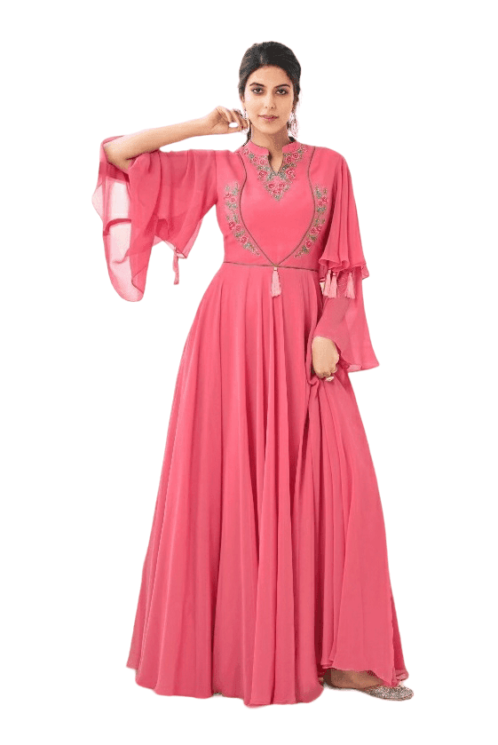 Georgette a-line Embroidered Gown(1150)