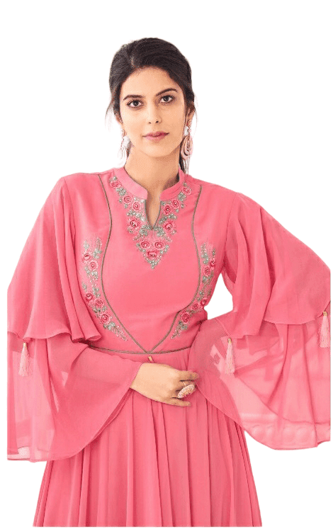 Georgette a-line Embroidered Gown(1150)